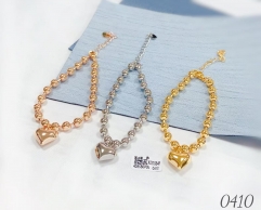 Smooth heart pendant beads style bracelet set