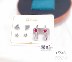 Artificial gemstone exquisite silver earring