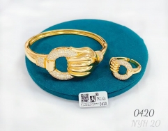 Hollow style bright gold/silver bangle ring set