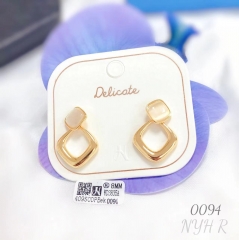 Hollow square fine gold color earring