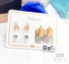 Irregular gold color dazzling earring