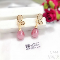 Butterfly Half Red Pearl Earrings