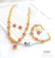 Gorgeous pink gem style gold jewelry set