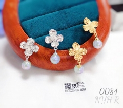 Flower style pearl pendant earring