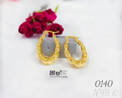 Hollw oval arc dazzling gold earring