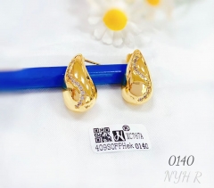 Simple polishing gem gold color earring