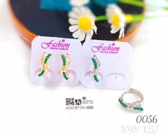 Irregular style green beads earring