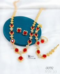 Gorgeous red gem style gold jewelry set