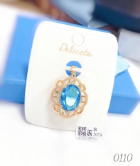 Pendant blue zircon dazzling gold/silver color