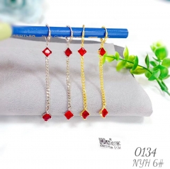 Red gem with chain earring