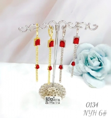 Red zircon with chain earring