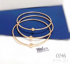 Simple style shiny gold color bangle set