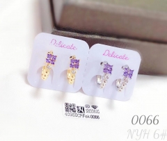 Purple square gem bright earring