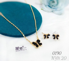 Butterfly shape black color earring necklace set