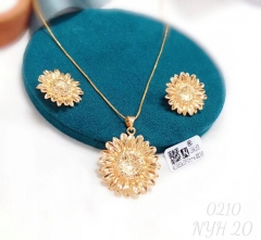 Chrysanthemum style bright earrings and necklace