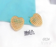 Hollow style heart bright earring