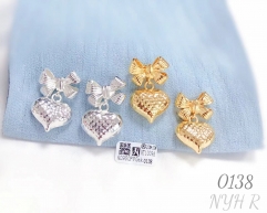 Earrings with Bow and Heart Pendant