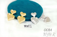 Polishing heart bright pendant earring