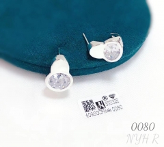 Polishing style zircon stud earring