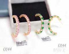 Pink/green whiter zircon dazzling earring