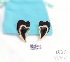 Pattern heart style gold/silver color stud earring