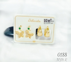 Irregular zircon style gold color earring