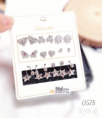 Irregular style zircon silver color earring