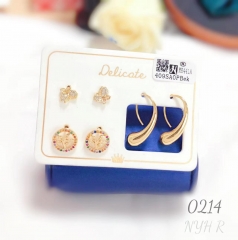 Colorful zircon gold color earring