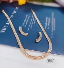 Hot sale style gorgeous rose gold color earring necklace