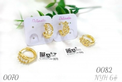 Irregular zircon style gold color earring