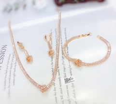 Artificial gemstone exquisite rose gold/silver color jewelry set