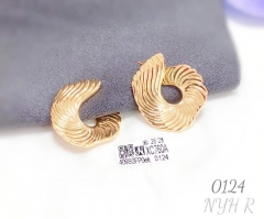 Thread style polishing rose gold color stud earring