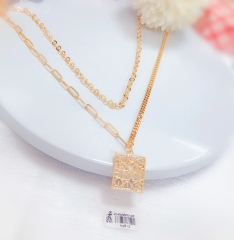 Hollow style shiny rose gold/silver color necklace