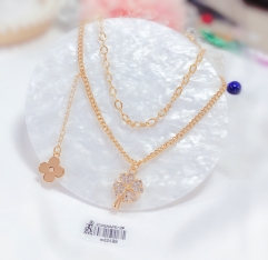 Four leaf style zircon dazzling necklace