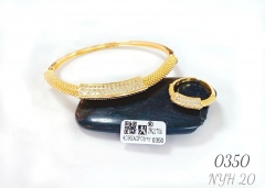 Simple style gold color zircon bangle ring set