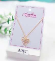 Bow zircon fine necklace