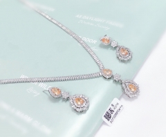 Gorgeous exquisite oranger color zircon earring necklace