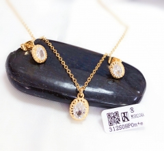 Oval style zircon dazzling necklace earring