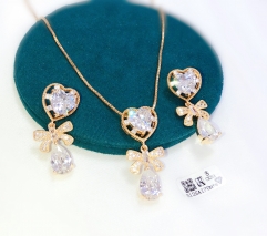 Artificial gemstone exquisite gold/silver color necklace earring