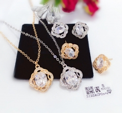 Dazzling exquisite zircon earring necklace