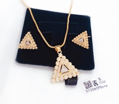 Triangular style dazzling earrings necklace