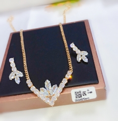 Full diamond bright zircon earring necklace