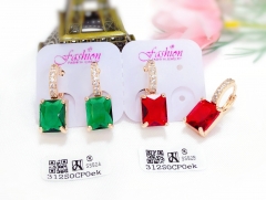 Green/red zircon shiny earring