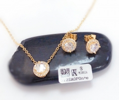 Shiny zircon gold/silver color earring necklace