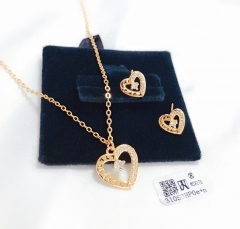 Heart model dazzling earring neckalce