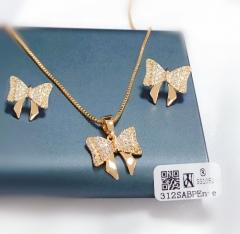 Bow model fashion gold/silvere color earring necklace