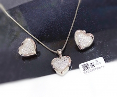 Heart model shiny style gold/silver color earring necklace