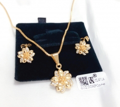 Flower model shiny earring necklace