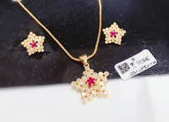 Red star model dazzling zircon earring neckalce