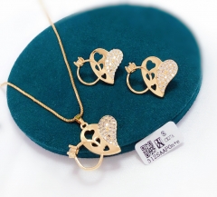 New style fashion heart model gold/silver color earring necklace